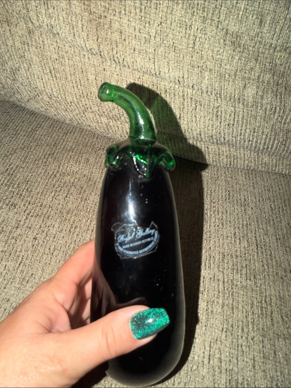 Handblown Glass Eggplant Accent Piece Royal Gallery 1998 Made in Czech Republic